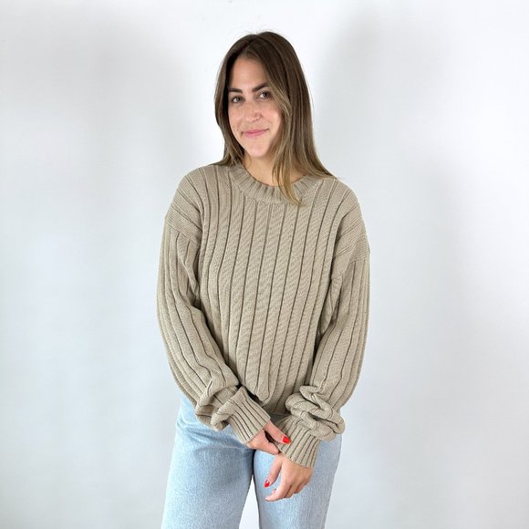 Vintage Sweaters - Vintage Neutral Oversized Chunky Knit Sweater